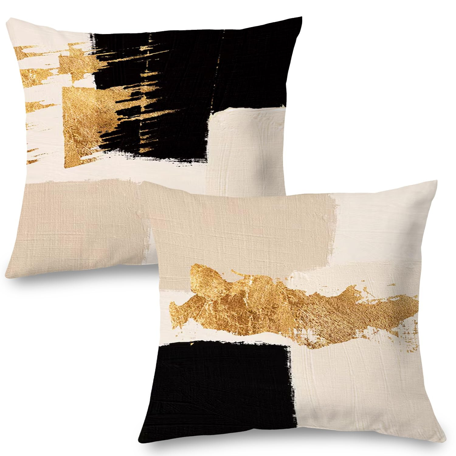 Black Beige and Gold Abstract Pillow Covers 20x20 Double-Sided, Mid Century Modern Decorative Thr... | Amazon (US)