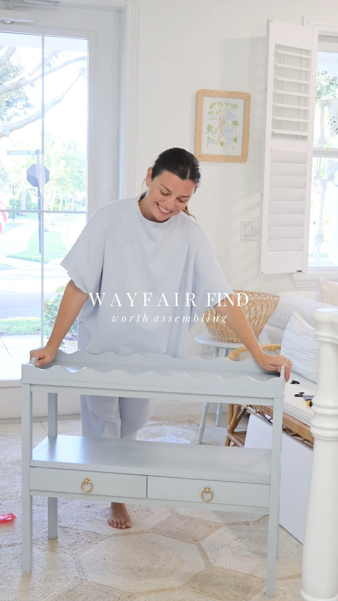 New Scalloped Light Blue Console Table from Wayfair! I swapped the hardware for brass pulls from Amazon linked below. 

#LTKStyleTip 

#LTKSaleAlert #LTKHome