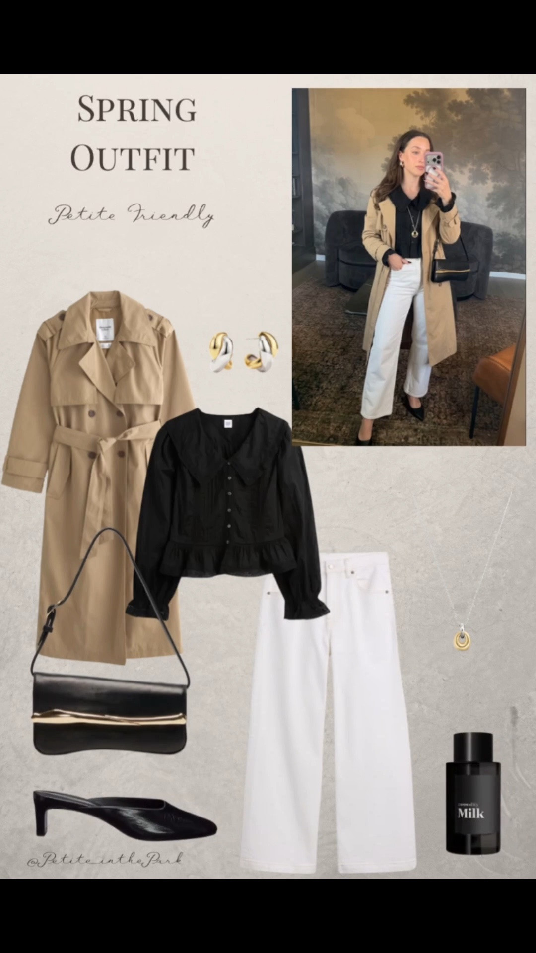 Winter petite outfit  

Spring outfit, spring trends, casual spring outfit, petite spring outfit, spring fashion, spring style, petite style, petite spring style, casual petite outfit, minimal outfit, minimal spring outfit, trench coat, petite coat, long coat, black top, spring top, lace top, high waisted pants , petite pants, white pants , mules, black heels, leather mules, shoulder bag, leather bag, black bag, black purse, gold earrings, gold hoop earrings, gold necklace, minimal jewelry  #casualoutfit #petiteoutifts #springoutfits #springoutfit2026 #springtrends 




#LTKSpringSale #LTKSeasonal #LTKPetite