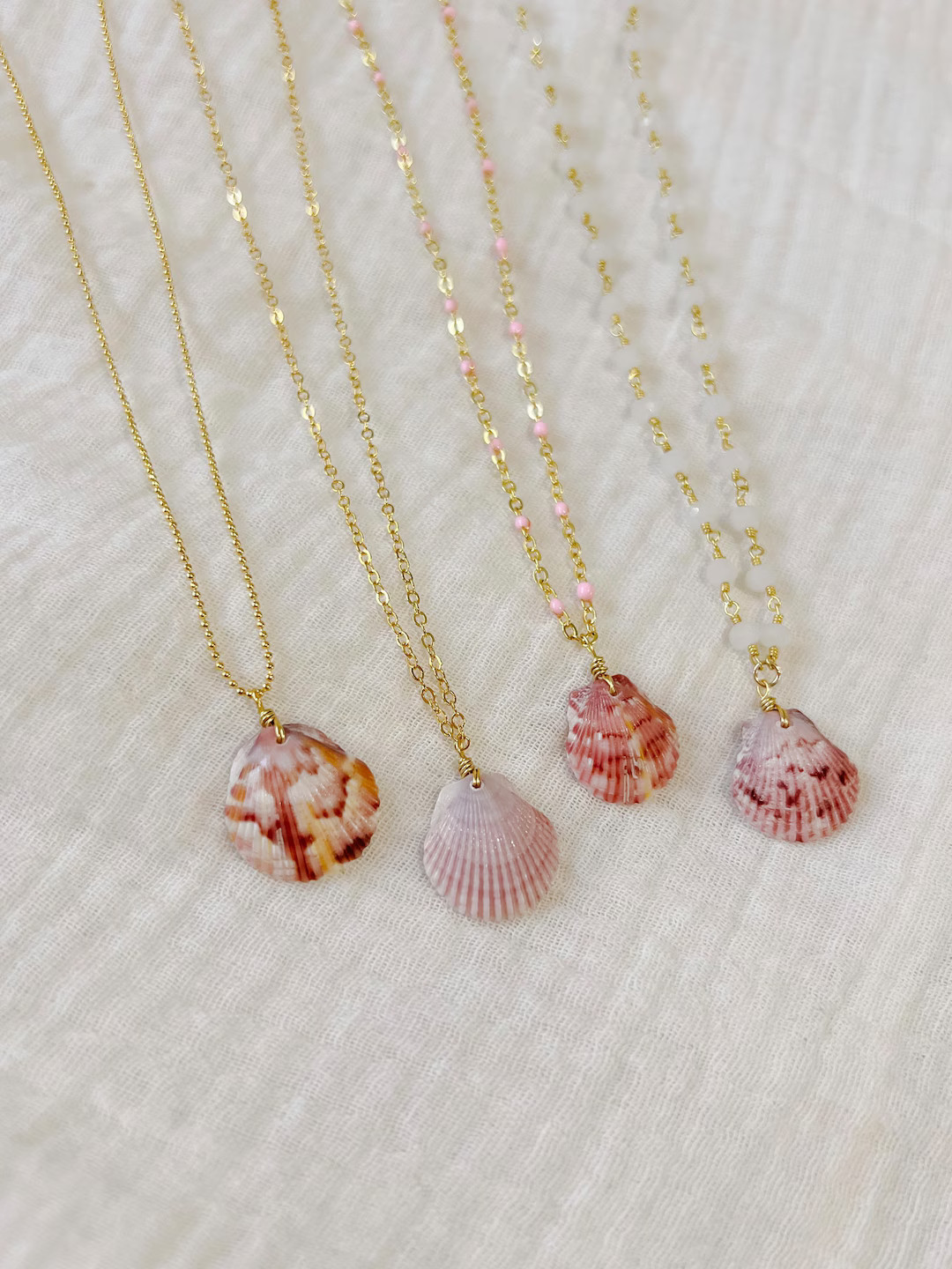 NEW SHELLS Real Handmade Scallop Calico Seashell Necklace Light Weight - Etsy Canada | Etsy (CAD)