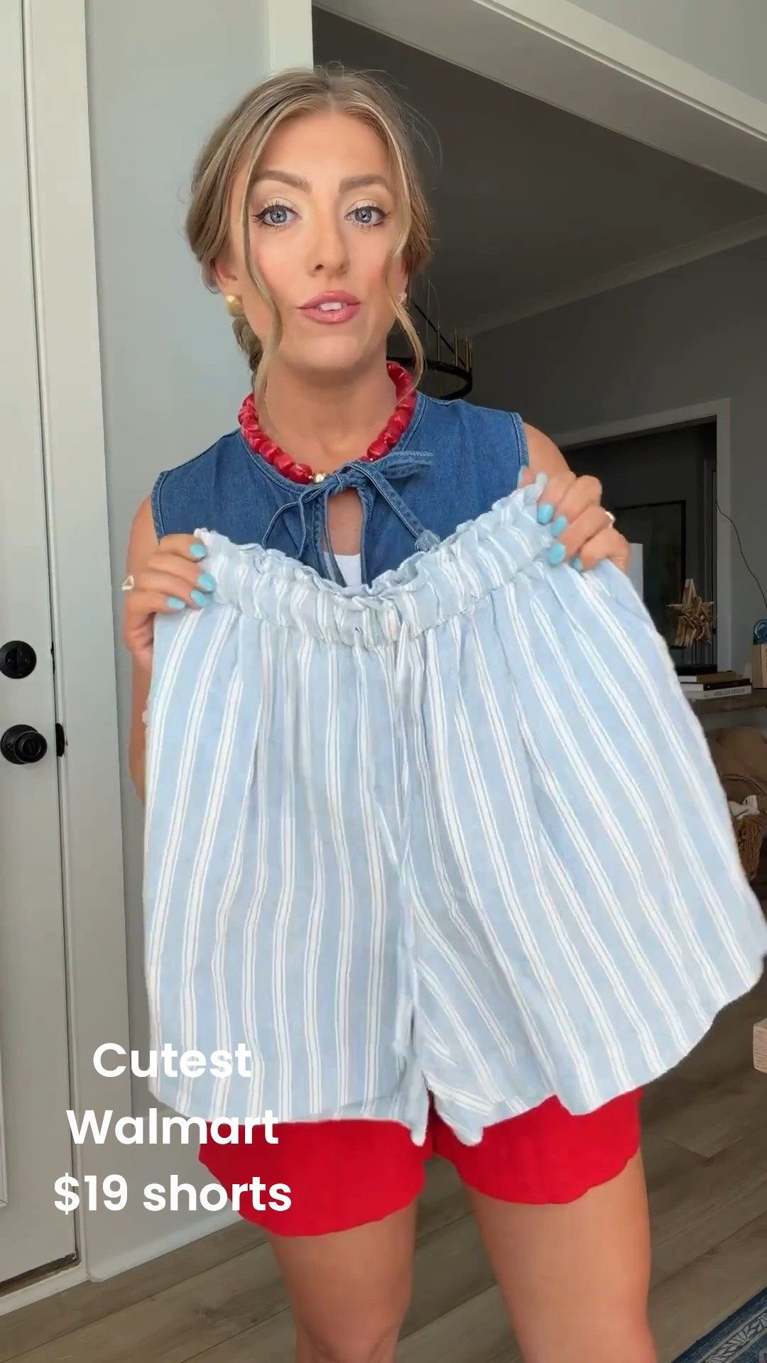 This might be one of my favorite Walmart outfits lately! ❤️ The denim tie-front top gives major boutique vibes, and paired with these bold red shorts, it’s the perfect patriotic-inspired look for summer celebrations, backyard cookouts, and weekend outings. Add a fun statement necklace and these adorable jelly flats, and you’ve got an outfit that looks so much more expensive than it is.

✨ Head-to-toe Walmart
✨ Trendy tie-front details
✨ Perfect for summer holidays
✨ Comfortable and stylish

#WalmartFashion #WalmartStyle #SummerOutfit #AffordableFashion #RedWhiteAndBlueStyle #WalmartFinds #PatrioticStyle #FourthOfJulyOutfit #SummerFashion #FashionOnABudget #WalmartNewArrivals #OOTD

#LTKootd #LTKPetite