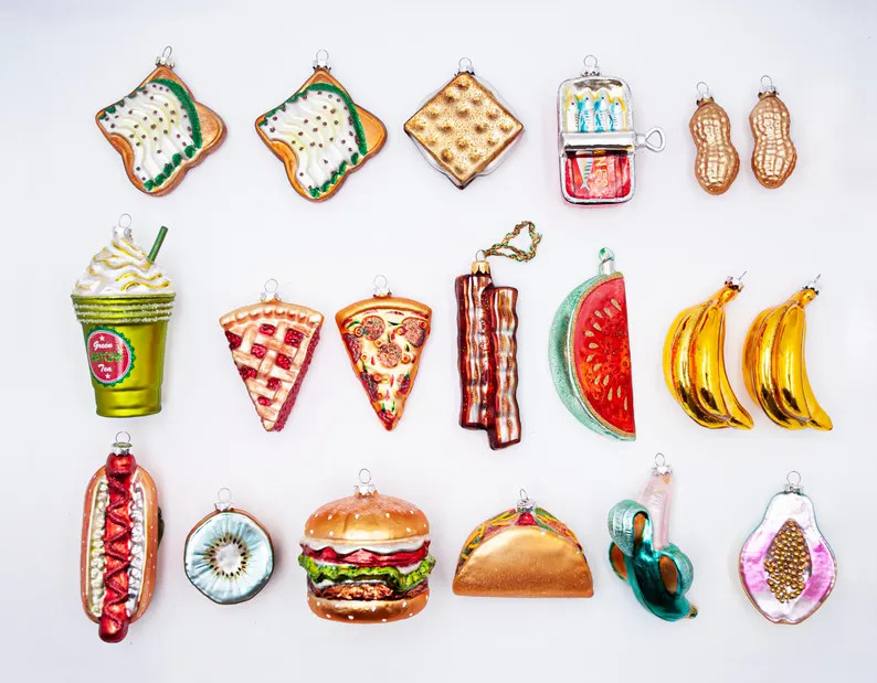 Vintage Blown Glass Christmas Ornaments Assorted Food and Drink Shape - Etsy | Etsy (US)