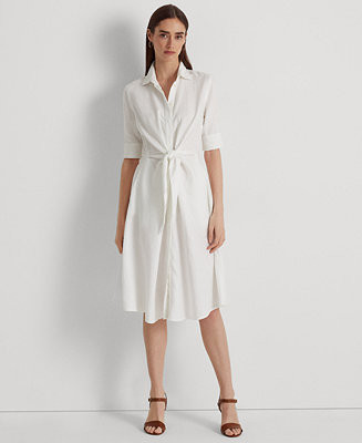 Lauren Ralph Lauren Linen Fit & Flare Shirtdress - Macy's | Macy's