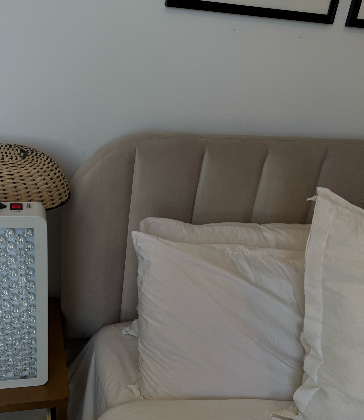 Organic Pillows + red light 
+ weighted blanket 