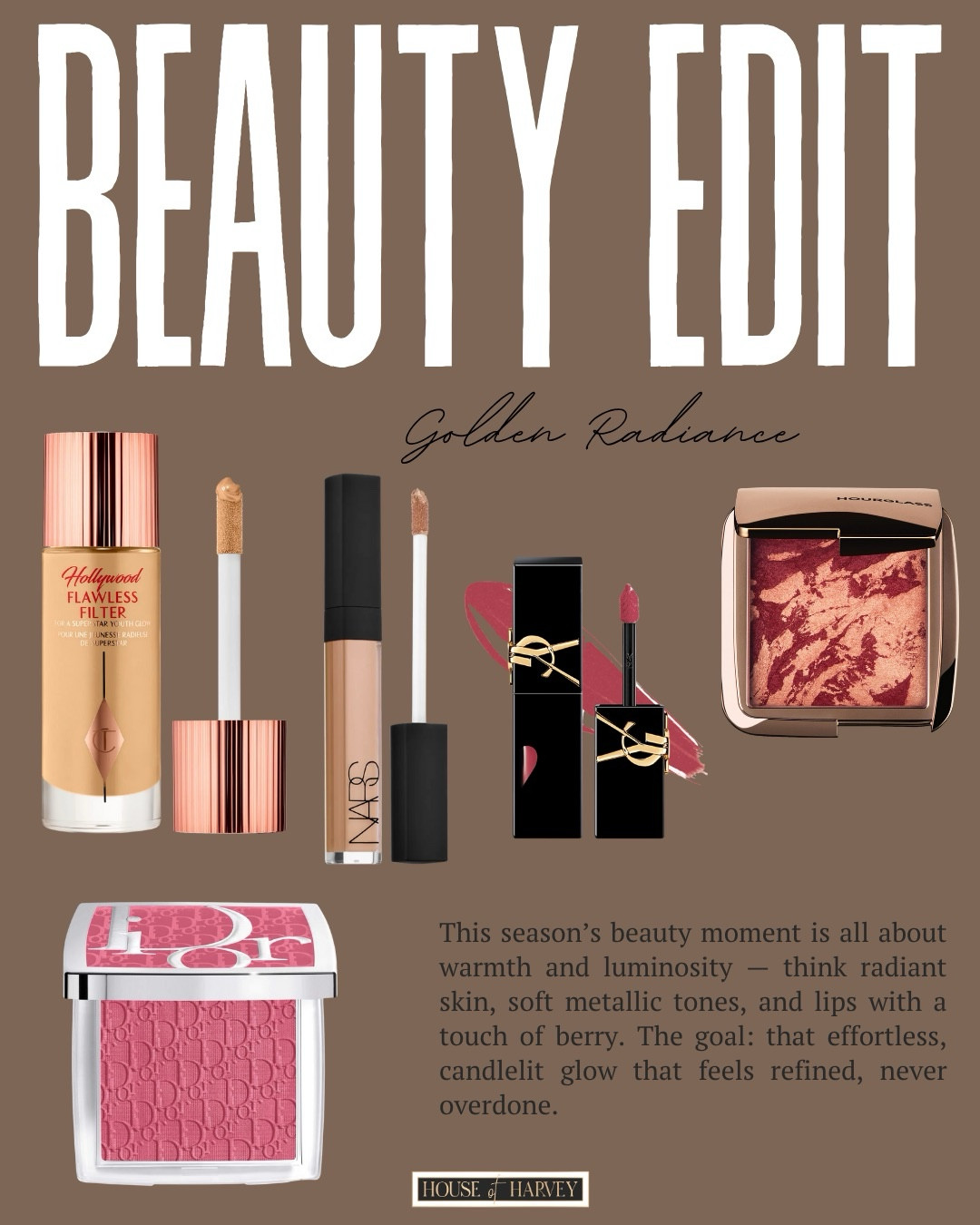 This week embraces the richness of fall with deep jewel tones, velvet accents, gold jewelry, and elevated staples like silk blouses and wide-leg trousers. It’s about luxurious textures and a more dressed-up approach to seasonal dressing—polished, opulent, and timelessly chic. I found some beauty picks that all embody this luxe vibe for fall! This foundation, blush (cream and powder), concealer and lipgloss are all so pretty. I love the berry tones for fall! All items linked ⬆️

#ltkcreator #ltkfinds #ltkwatchnow #fall #fallbeauty #beauty #makeup #sephora #falloutfits #fallfashion #luxe 

#LTKStyleTip #LTKBeauty #LTKFindsUnder100