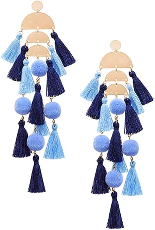 Bohemian Tassel Earrings for Women - Dangle Earrings Fringe Statement Earrings, Unique Gifts for ... | Amazon (US)
