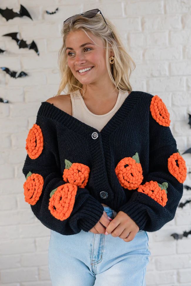 Hey Pumpkin Black Cardigan | Pink Lily