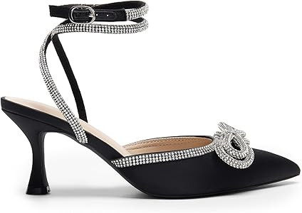 DREAM PAIRS Kitten Heels Rhinestone Bow Ankle Strap Stiletto Pointed Closed Toe Heels for Women P... | Amazon (US)