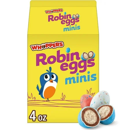 WHOPPERS Robin Eggs Minis Malted Milk Balls, Easter Candy Carton, 4 oz | Walmart (US)