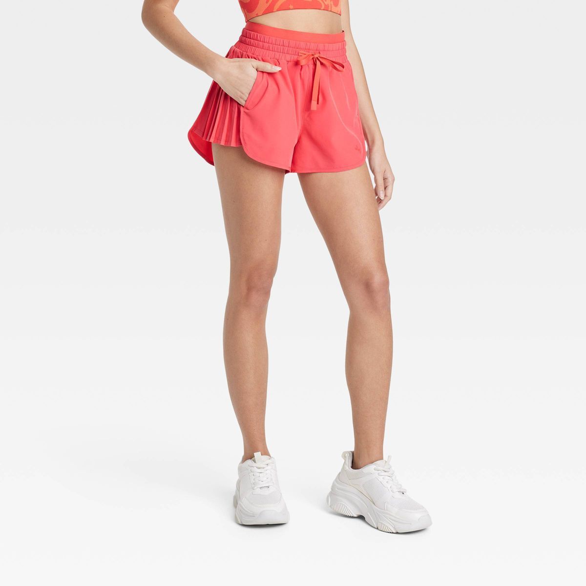Women's High-Rise Pleated Side Shorts 2.5" - JoyLab™ Red S | Target