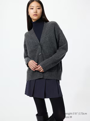 UNIQLO Women's Souffle Yarn Relaxed Cardigan, Dark Gray, Large | UNIQLO (US)