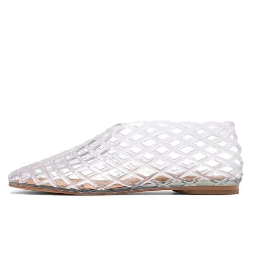 Molozoey Jelly Mesh Ballet Flats for Women，Closed Toe Adult Jelly Shoes Women，Comfortable Clear Flats Sandals for women CLEAR | Amazon (US)