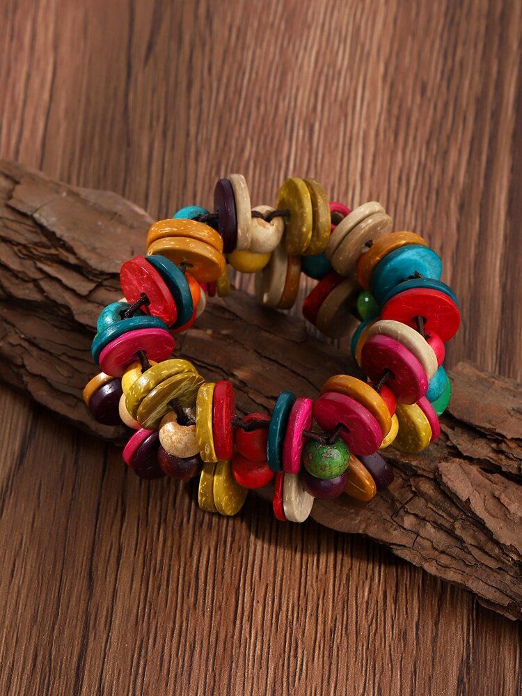 EMERY ROSE Colorful Wooden Bracelet | SHEIN