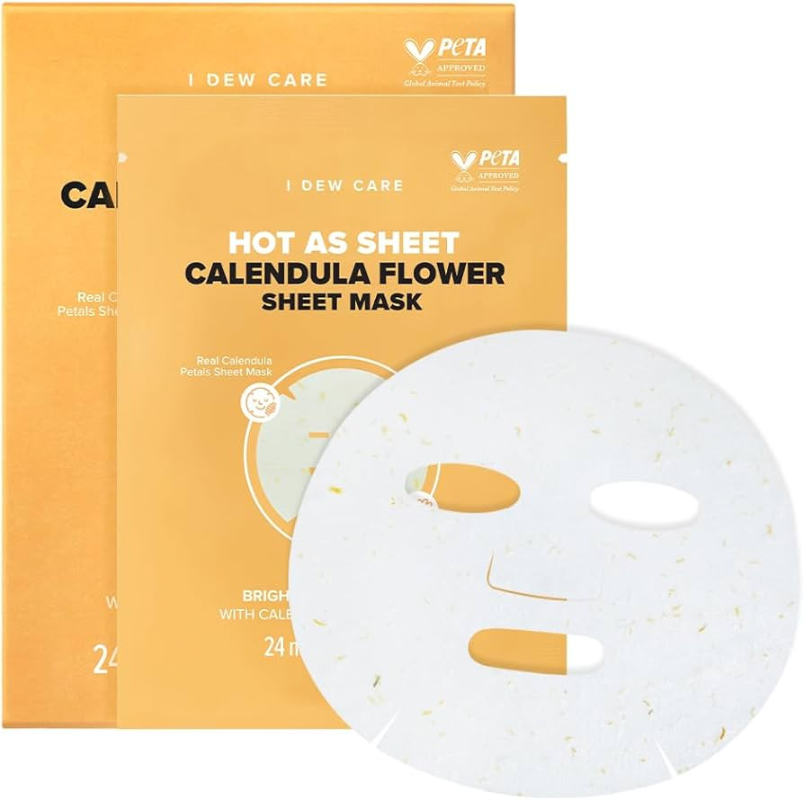 I DEW CARE Real Herb Calendula Sheet Face Mask - Hot As Sheet | Korean Face Masks Skincare, Moist... | Amazon (US)