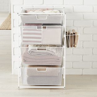 Elfa Medium Start-A-Stack Drawer Solution White | The Container Store