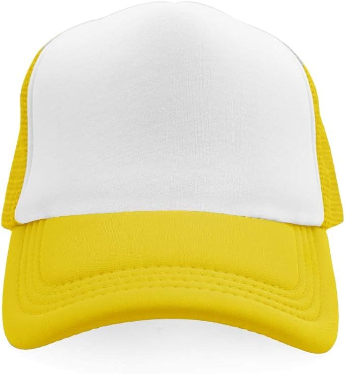 TopTie Blank 5 Panel Trucker Hat Foam Front Mesh Back 2 Tone Trucker Snapback Hat | Amazon (US)