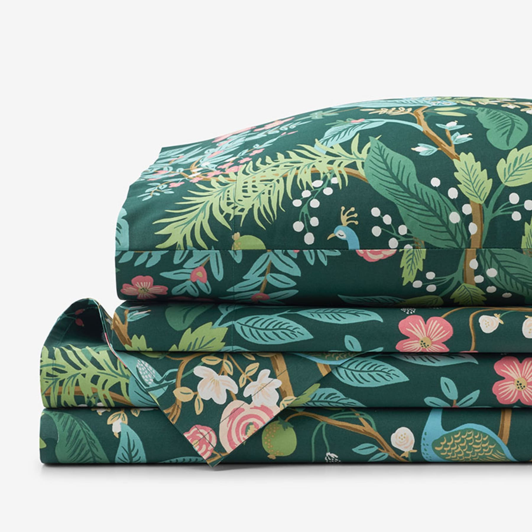 Peacock Classic Smooth Sateen Bed Sheet Set - Evergreen, Twin | The Company Store