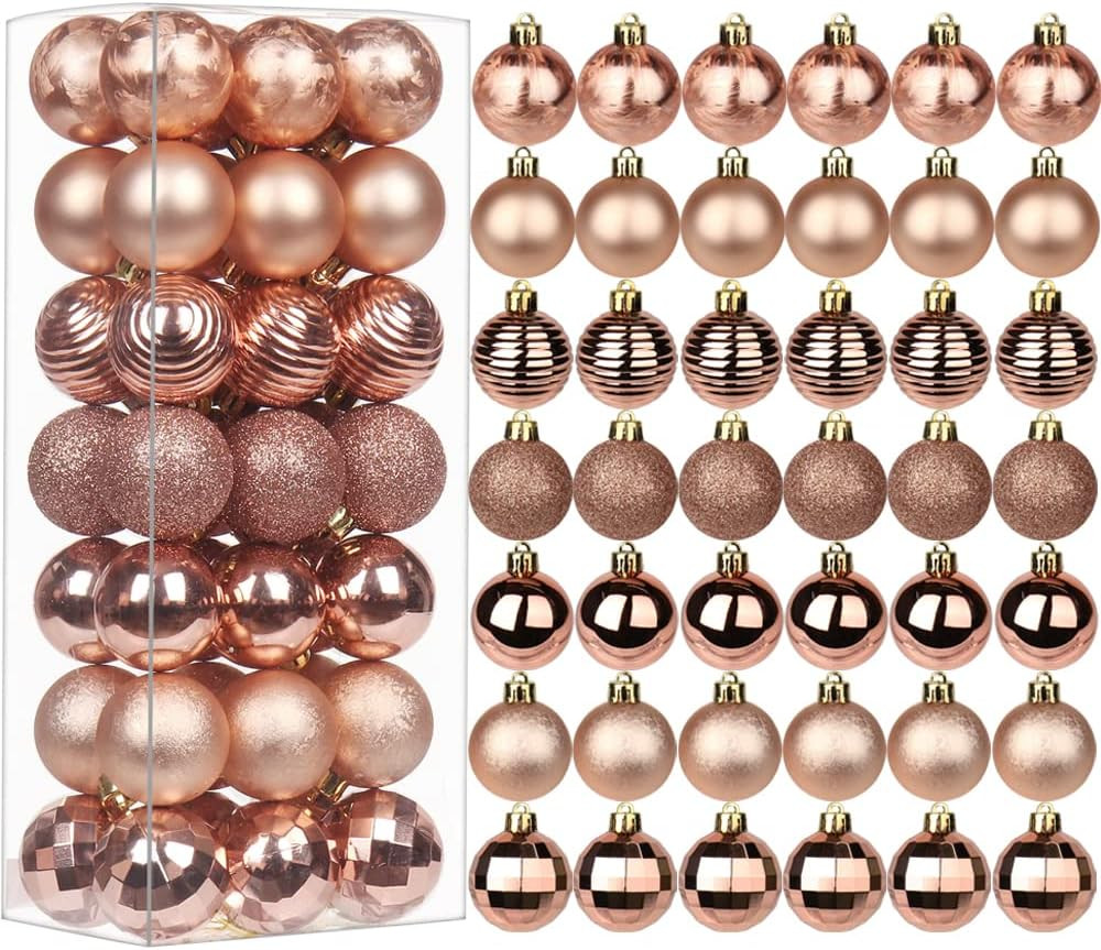 1.57" Christmas Ball Ornaments 42 Pcs Christmas Tree Decorations Shatterproof Hanging Small Rose ... | Amazon (US)
