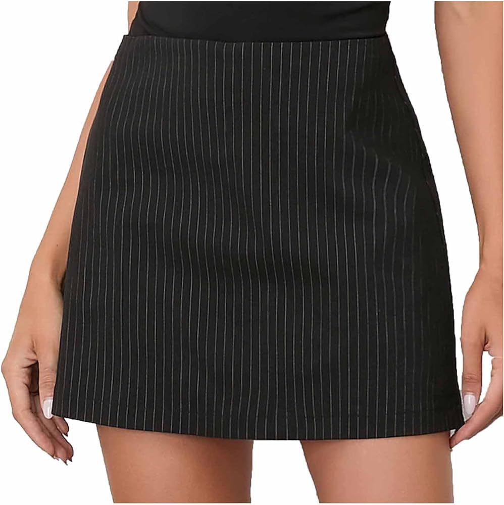 Pinstripe Skirt for Women High Waist A-Line Side Split Back Zipper Versatile Casual Work Office M... | Amazon (US)