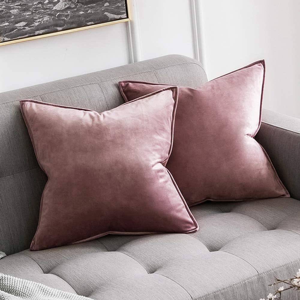MIULEE Pack of 2 Decorative Velvet Throw Pillow Cover Soft Pillowcase Solid Square Cushion Case f... | Amazon (US)