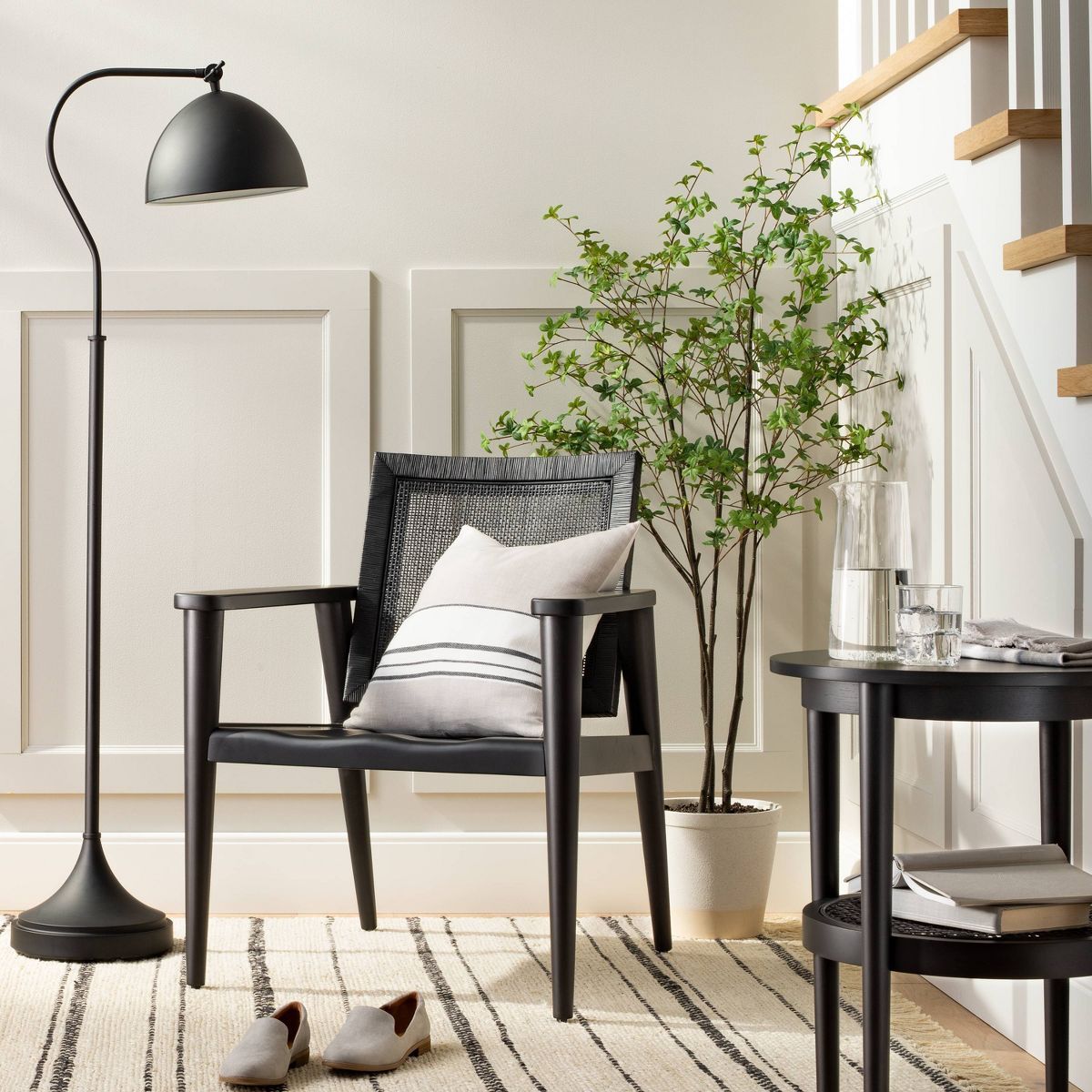 Wood & Cane Round Accent Side Table - Black - Hearth & Hand™ with Magnolia | Target