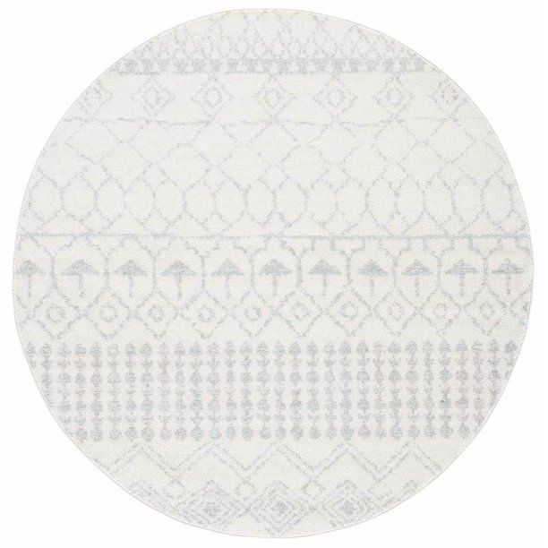 SAFAVIEH Tulum Coriander Moroccan Geometric Area Rug, Ivory/Light Grey, 6'7" x 6'7" Round - Walma... | Walmart (US)