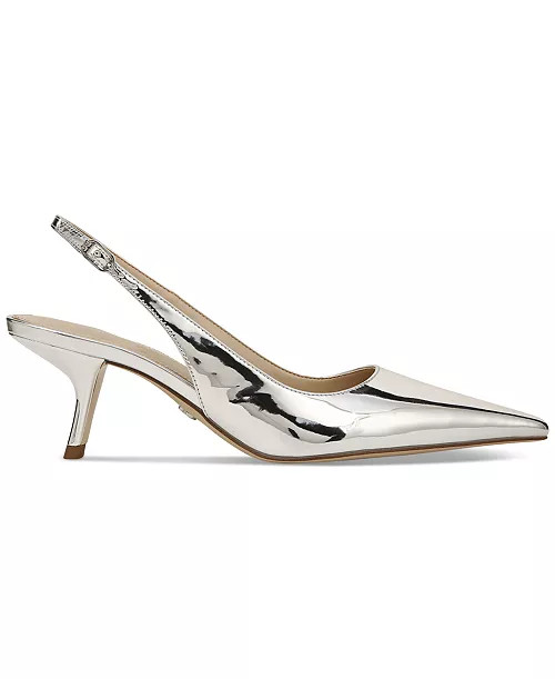 Bianka Kitten-Heel Leather Slingback Pumps | Macy's