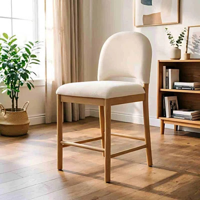 Paterson Curved-Back Armless Fabric Bar & Counter Stool With Solid Wood Frame | Wayfair North America