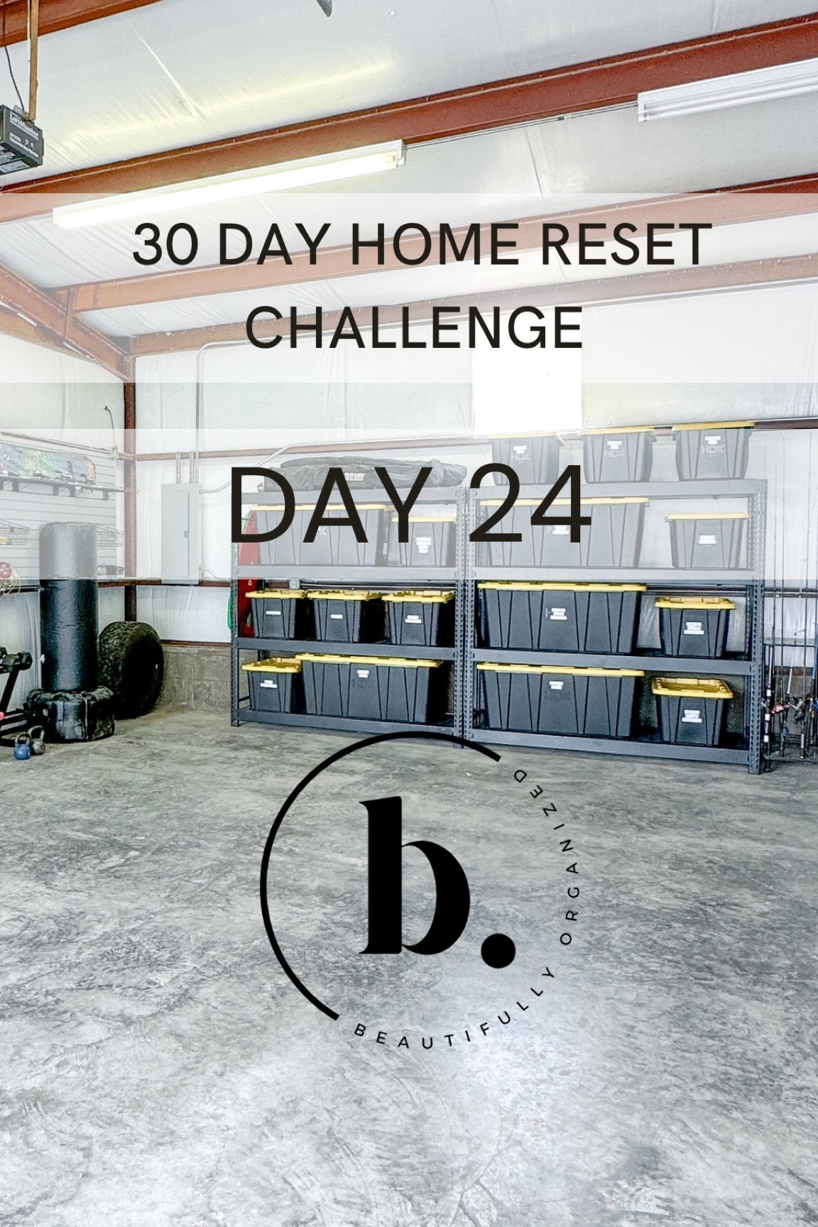 Welcome back to our 30 day home reset challenge, day 24

I’m Brittany , Mom to five, professional organizer, and owner of B. Beautifully Organized . 

Today we’re back in the garage! This one is usually a pretty big job so we’ll be spreading this one out over the next 3 days. 

Go ahead and grab your black trash bags for donations, your white trash bags for trash, a basket for things that don’t belong, set your timer for 30 minutes and let’s go! 

Start In 1 corner of the garage and work your way around , asking yourself these questions as you take items out.

1. Have I used this item in the last 6-12 months? If you haven’t, chances are you won’t in the next 6-12, let’s let it go. 
2. If this item was broken, would I need to replace it? If not, let’s let it go!
3. If you’re on the fence about an item..could you replace it in the 10 minutes for $10? If yes, you can let it go. 
4. Do I have multiples of this item “just in case?” If so? Let’s pair down to the best one or two and let the rest go. 

#LTKWatchNow #LTKHome #LTKStyleTip