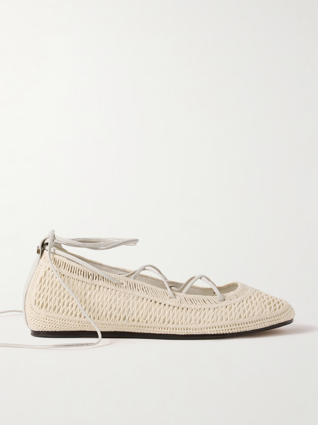 Isabel Marant - Belna Leather-trimmed Crocheted Ballet Flats - Ecru | NET-A-PORTER (UK & EU)