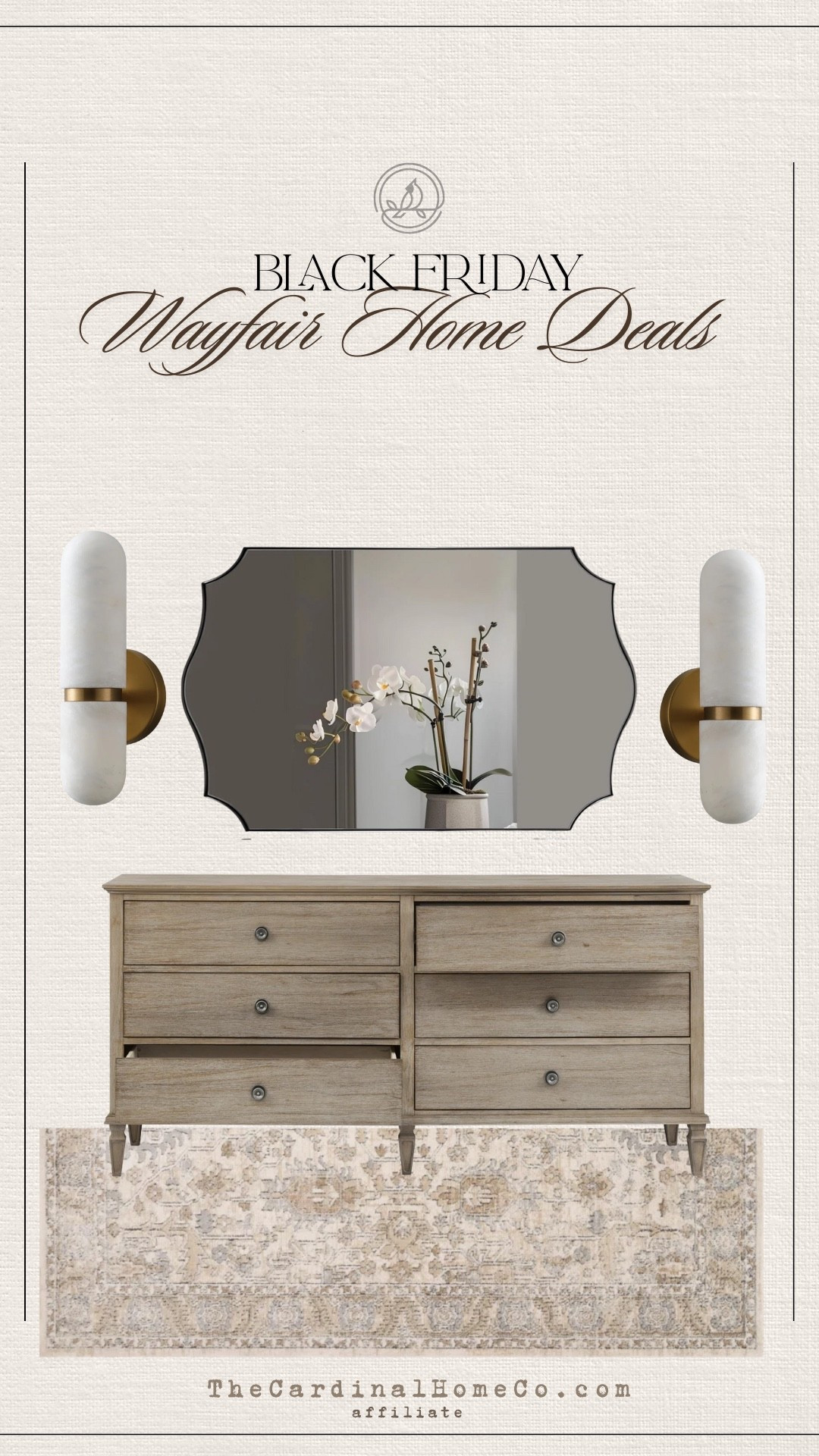 Black Friday Wayfair Home Deals 🤎
Loving this whole setup — the dresser, mirror, sconces, and neutral rug are all on major sale right now. Such pretty pieces if you’re updating your bedroom or entryway. Everything is linked for easy shopping!

Wayfair home deals, Black Friday Wayfair, dresser, scalloped mirror, wall sconces, neutral rug, home decor sale, bedroom furniture, entryway furniture, cozy home decor, transitional style, modern traditional home, affordable home finds

#LTKHoliday #LTKSaleAlert #LTKCyberWeek