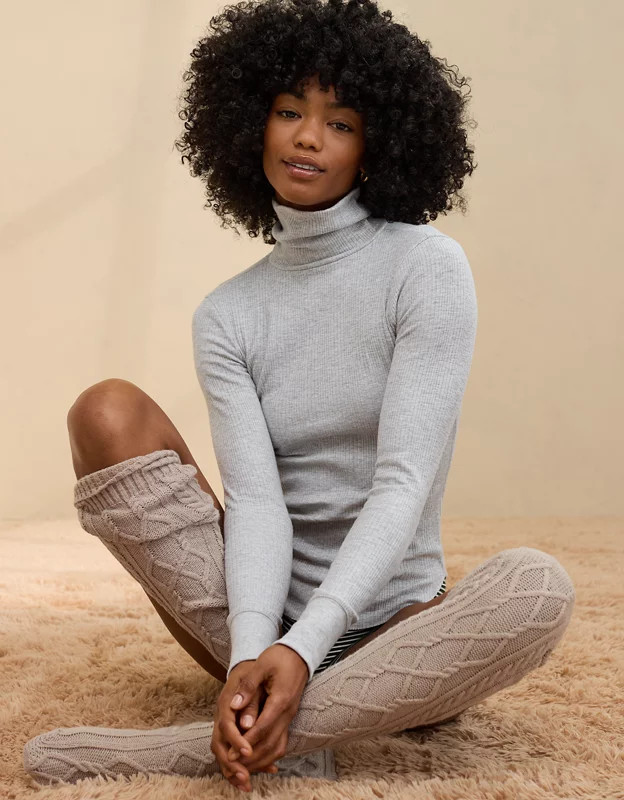 Aerie Essential Turtleneck Layering T-Shirt | Aerie