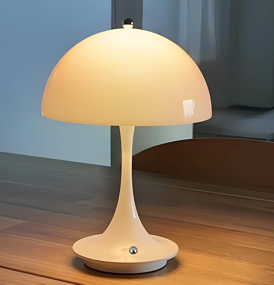 Cordless Mushroom Table Lamp with Touch Sensor, 3 Color Stepless Dimmable Portable Battery Operat... | Amazon (US)