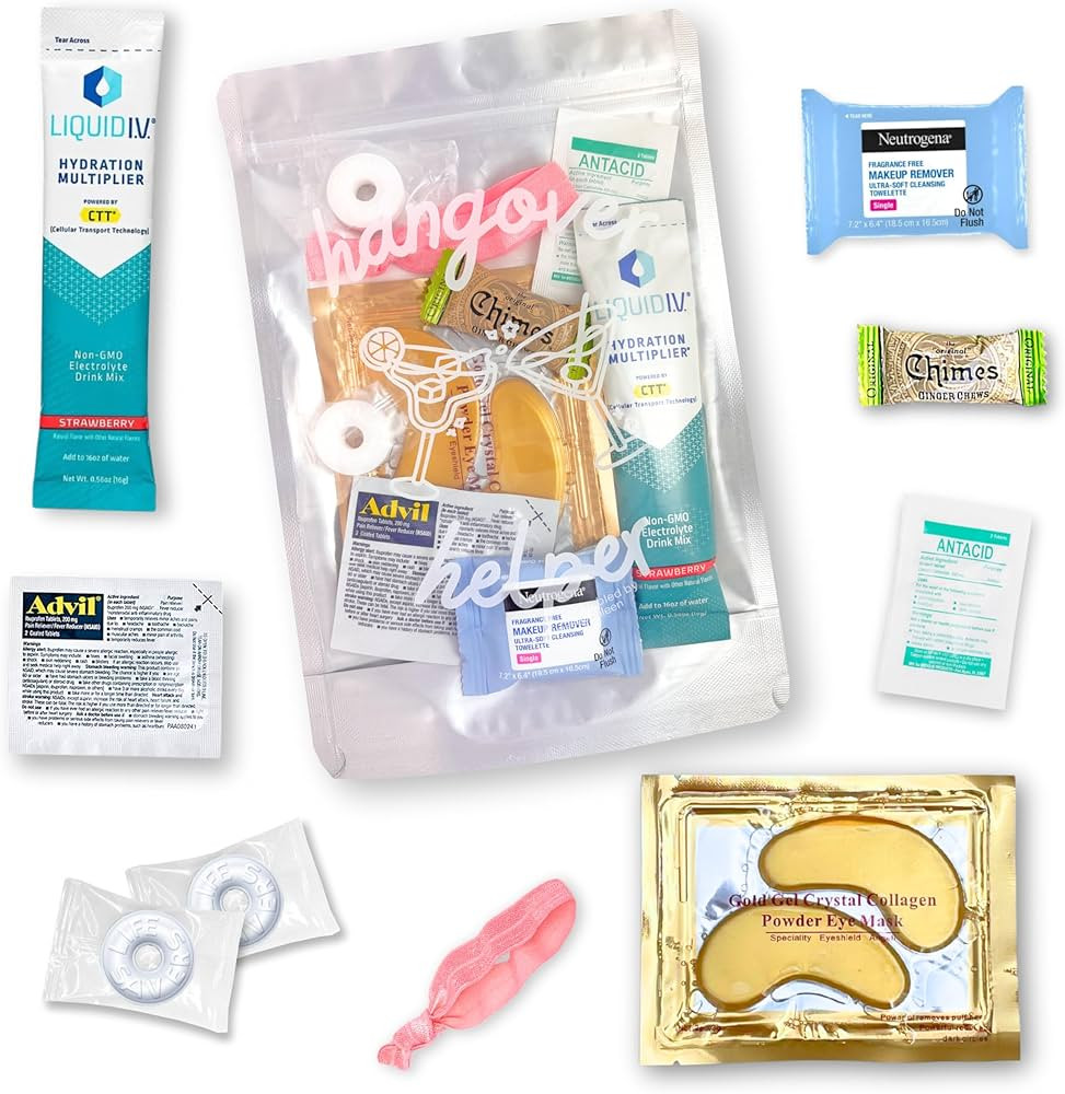 Hangover Helper Kit Prefilled Bag with Recovery and Prevention Supplies (1pk) Bachelorette Party ... | Amazon (US)