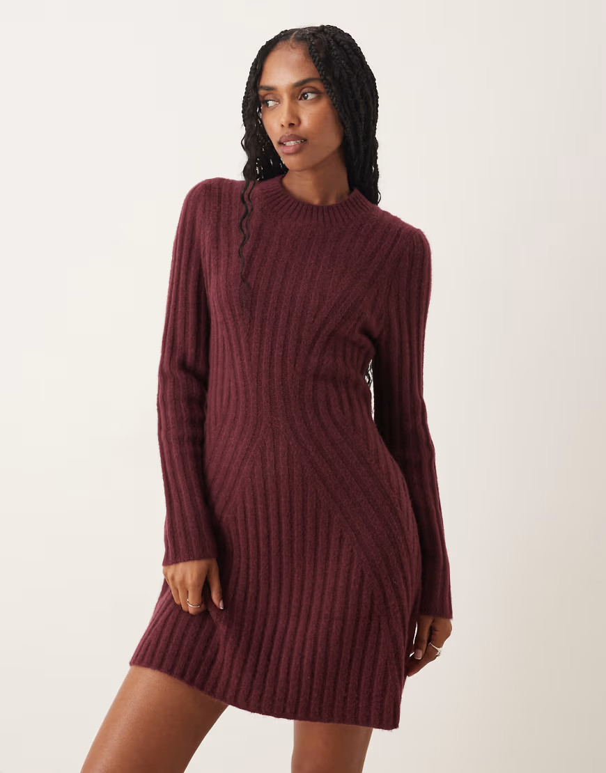 ASOS DESIGN knit structured mini dress in plum-Purple | ASOS (Global)