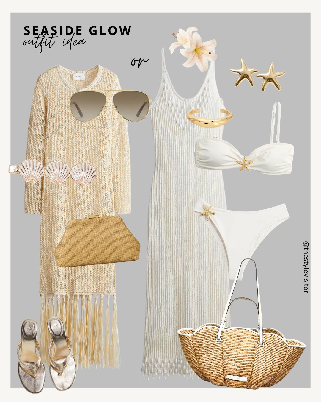🌺Seaside Glow

A knit dress or breezy beach set — why not both? 🤍✨ Paired with golden glow, shell earrings, and straw textures for a timeless vacay vibe. Whether you’re walking barefoot by the shore or heading to a lunch spot, you’re radiating summer energy.

Like this post to save it to your favourite folder and come back later to shop.

Keywords: beach outfit, seaside glow, knit cover-up, white bikini, beachwear edit, fringe dress, shell jewelry, golden cuff, raffia bag, vacation chic, coastal glamour, luxury beach look, warm neutrals, soft summer style, straw tote, white accessories, timeless travel, elegant swimwear, barefoot glam, golden beachwear

#LTKStyleTip #LTKSummerEdit #LTKSeasonal