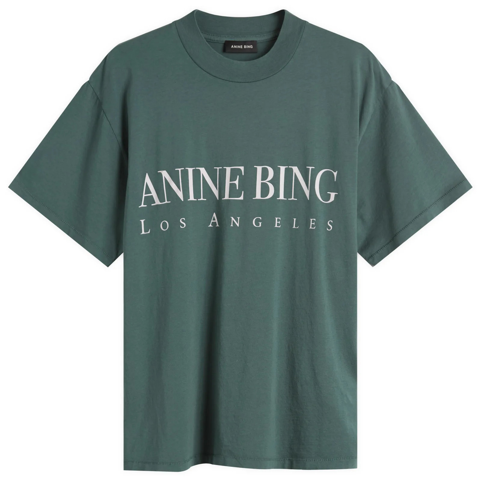 Anine Bing Women's Ashton Los Angeles T-Shirt in Dark Green, Size Large | END. Clothing