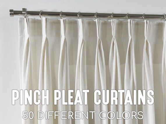 White Solid Color Pinch Pleat Curtains Home Decorative Set of | Etsy | Etsy (US)