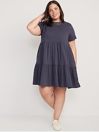 EveryWear Slub-Knit Tiered Mini T-Shirt Swing Dress for Women | Old Navy (US)