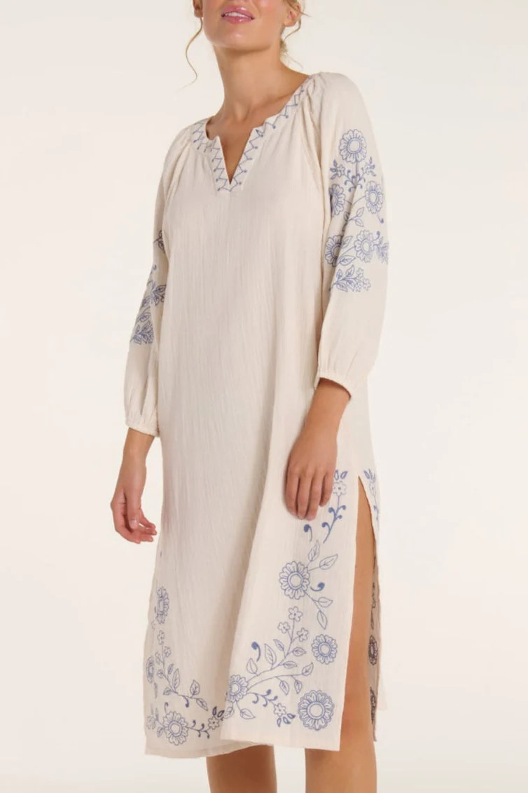 Lydia Dress in Cream Embroidery | Hermoza