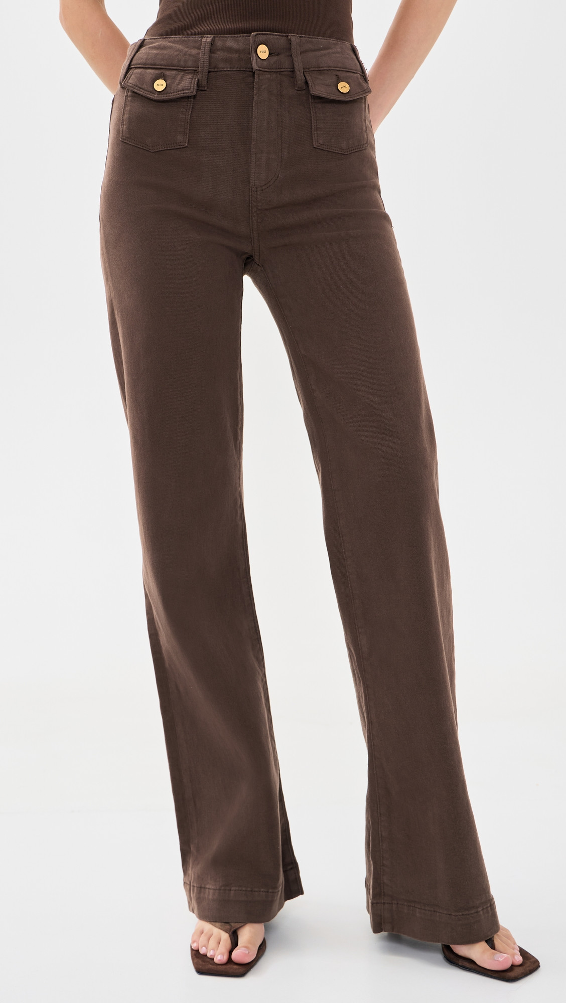 PAIGE Leenah Mini Patch Pockets Jeans Rich Chocolate 31 | Shopbop