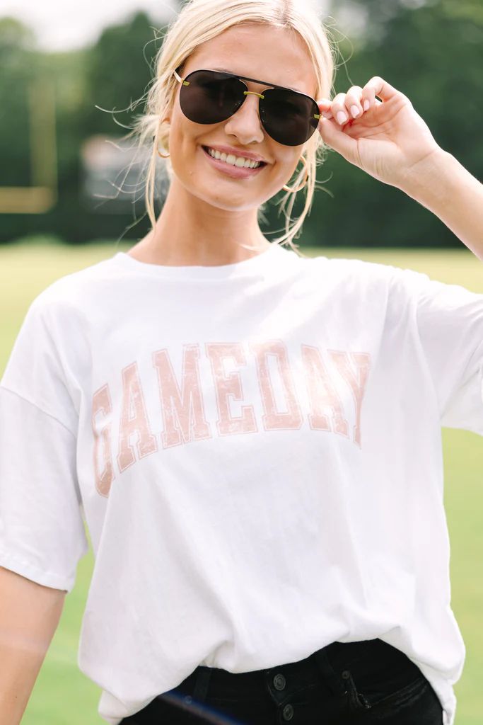 It's Gameday White Distressed Graphic Tee | The Mint Julep Boutique