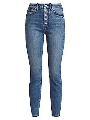 High-Rise Exposed Button Fly Skinny Jeans | Saks Fifth Avenue