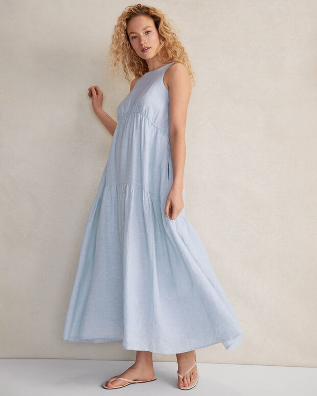 Linen Sleeveless Tier Dress | Talbots