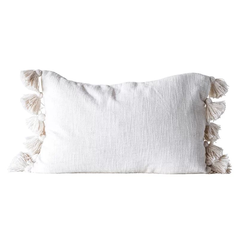 Jakob Woven Slub with Plush Tassels Cotton Lumbar Pillow | Wayfair North America