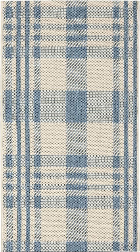 SAFAVIEH Courtyard Collection Accent Rug - 2' x 3'7", Beige & Blue, Indoor/Outdoor & Washable, Id... | Amazon (US)