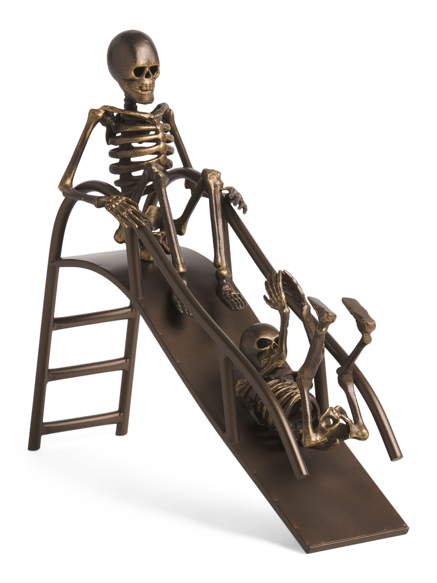 22in Cast Iron Sinister Skeleton Slide Sculpture | TJ Maxx