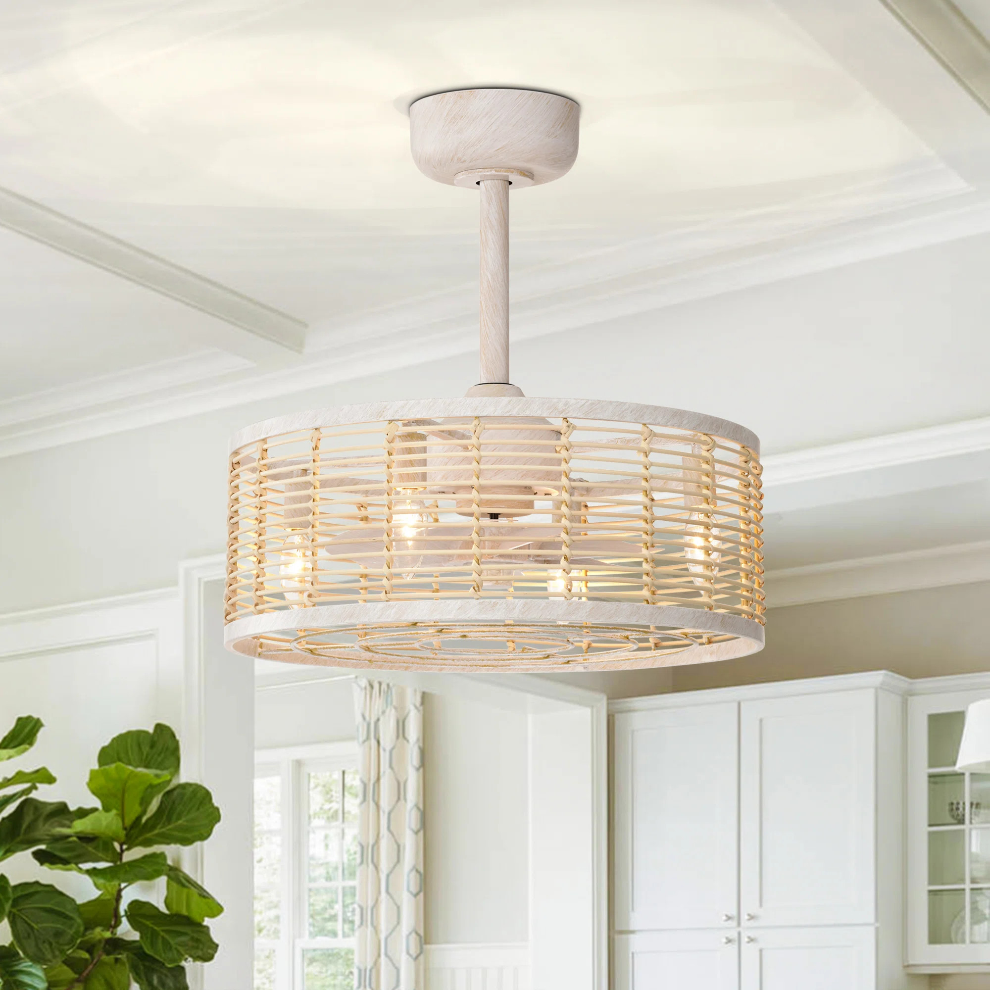 Bay Isle Home™ 18.5'' Remote Control Reversible Vintage White Ceiling Fan With Lighting Kits Fo... | Wayfair North America