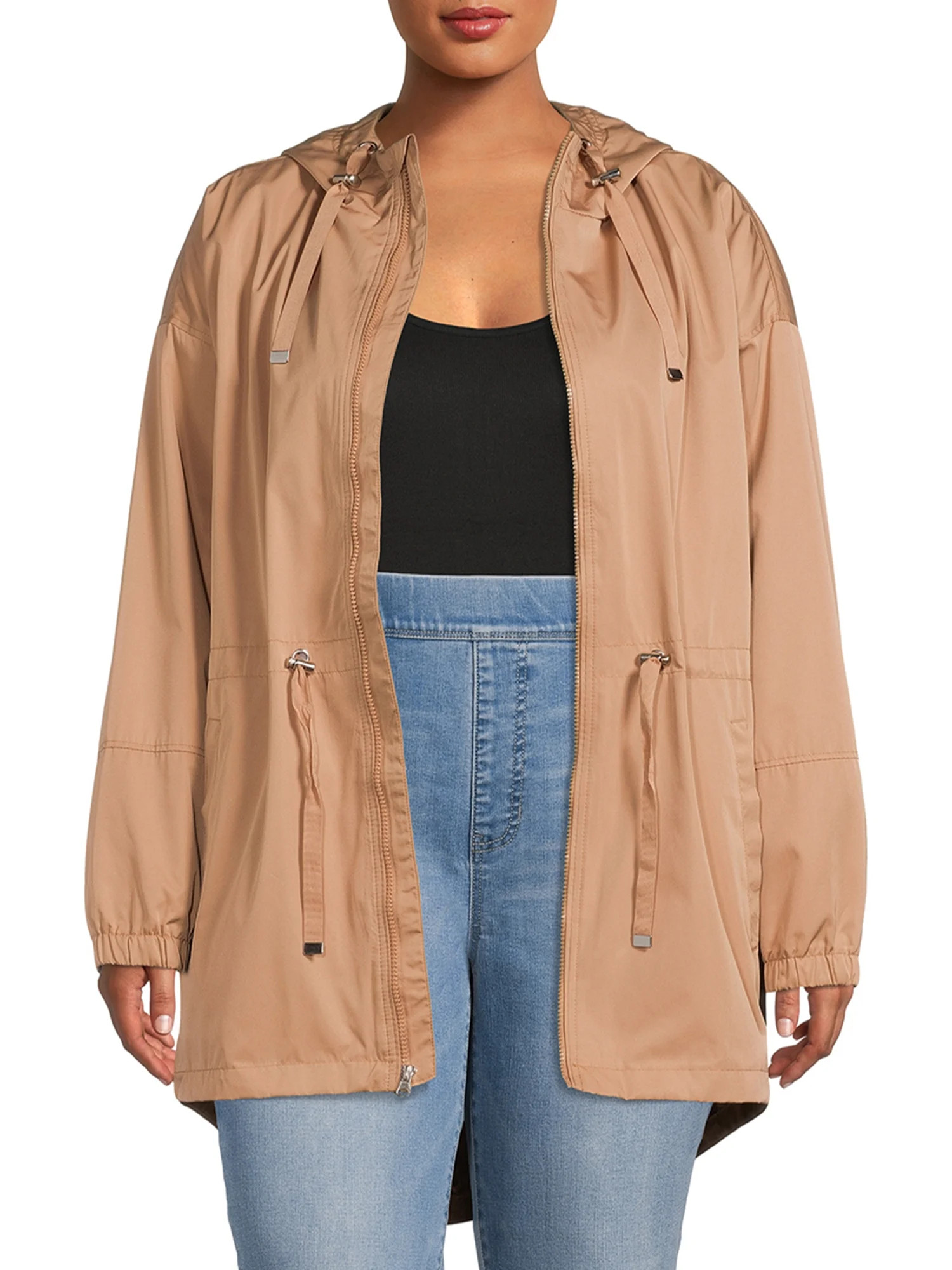 Time and Tru Women's and Plus Lightweight Anorak Jacket With Hood | Walmart (US)