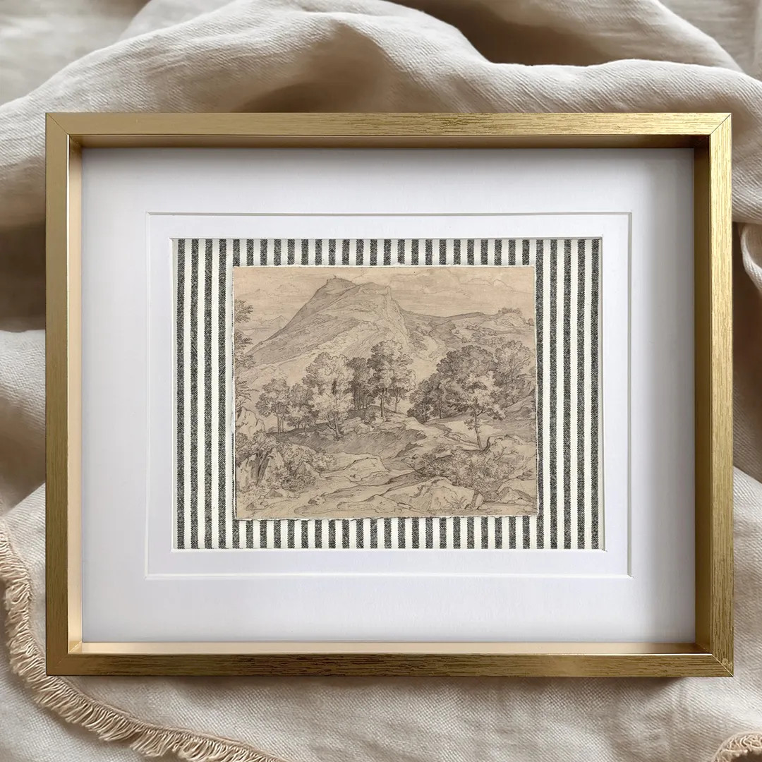 Framed Vintage Landscape Sketched Giclée Print, Gold Frame, European Art (10.4” x 8.3”) | Etsy (US)